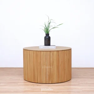 meja tamu coffee table flutted alur kayu jati kiln dry nordic scandinavian mid century japandi jepara kreasi studio indonesia villa hotel